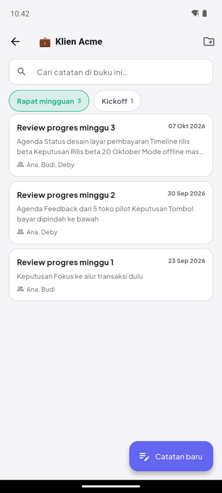 Hoursbox — buku catatan rapat